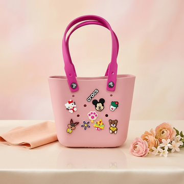 Kids Charm Tote Bag – Cute Cartoon Crocs Style Carry Bag