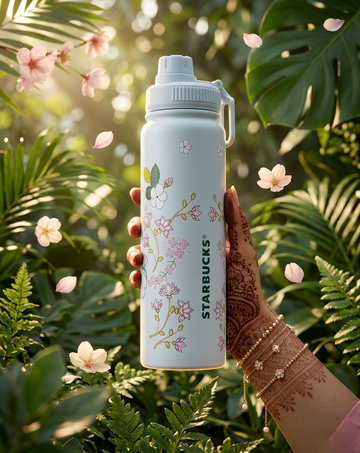 Premium Floral Printed Water Bottle – Leakproof, Travel-Friendly, Stylish Hydration Bottle