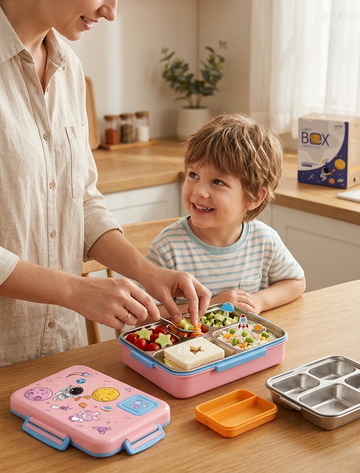 Kids Space-Themed Bento Lunch Box with Compartments