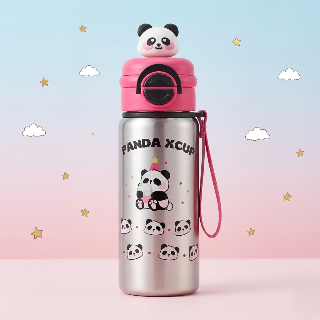 Cute Panda Kids Water Bottle – Leakproof & Fun Design