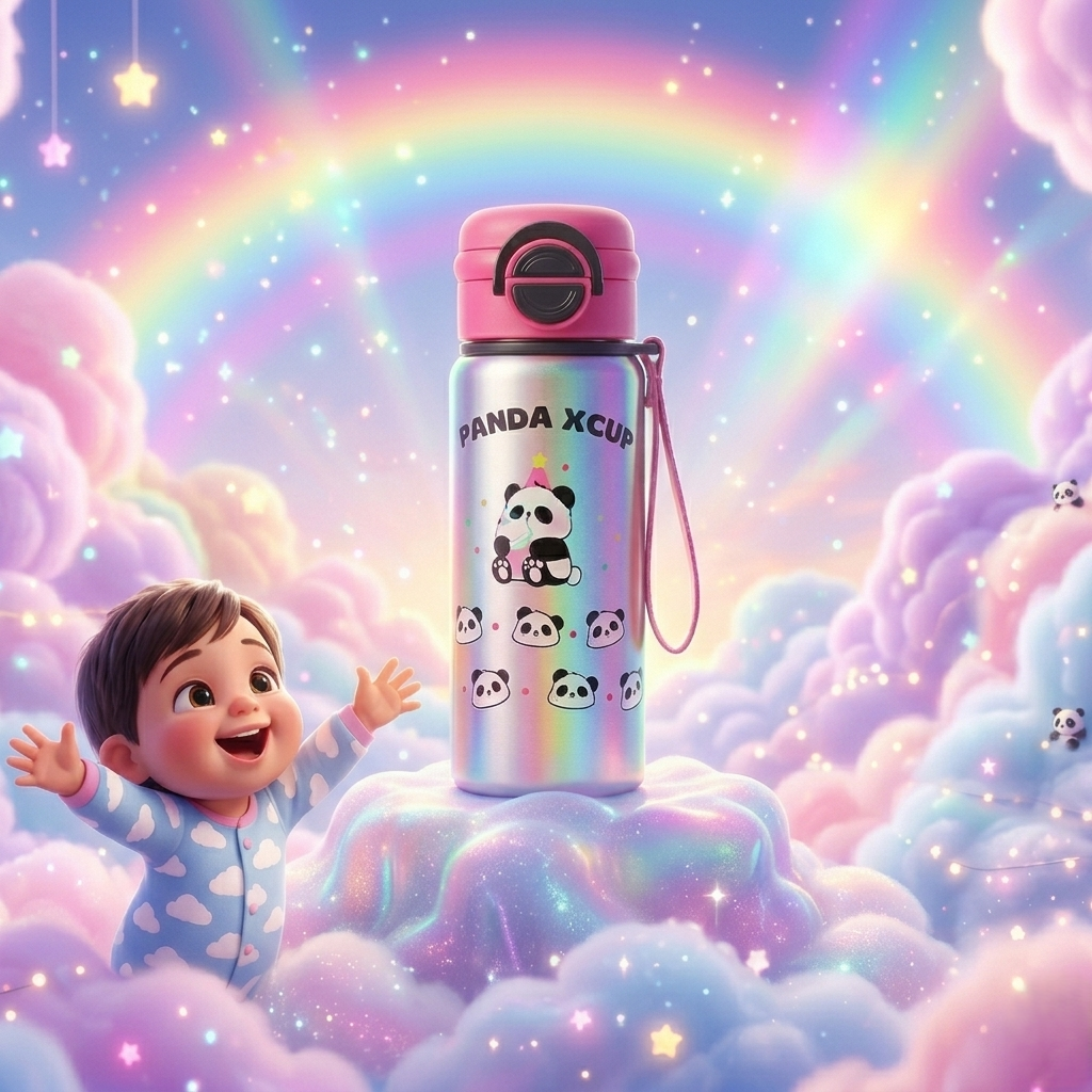 Cute Panda Kids Water Bottle – Leakproof & Fun Design