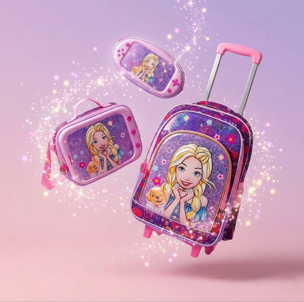 Kids Premium Trolley Backpack Set – Fun Character School Travel Collection