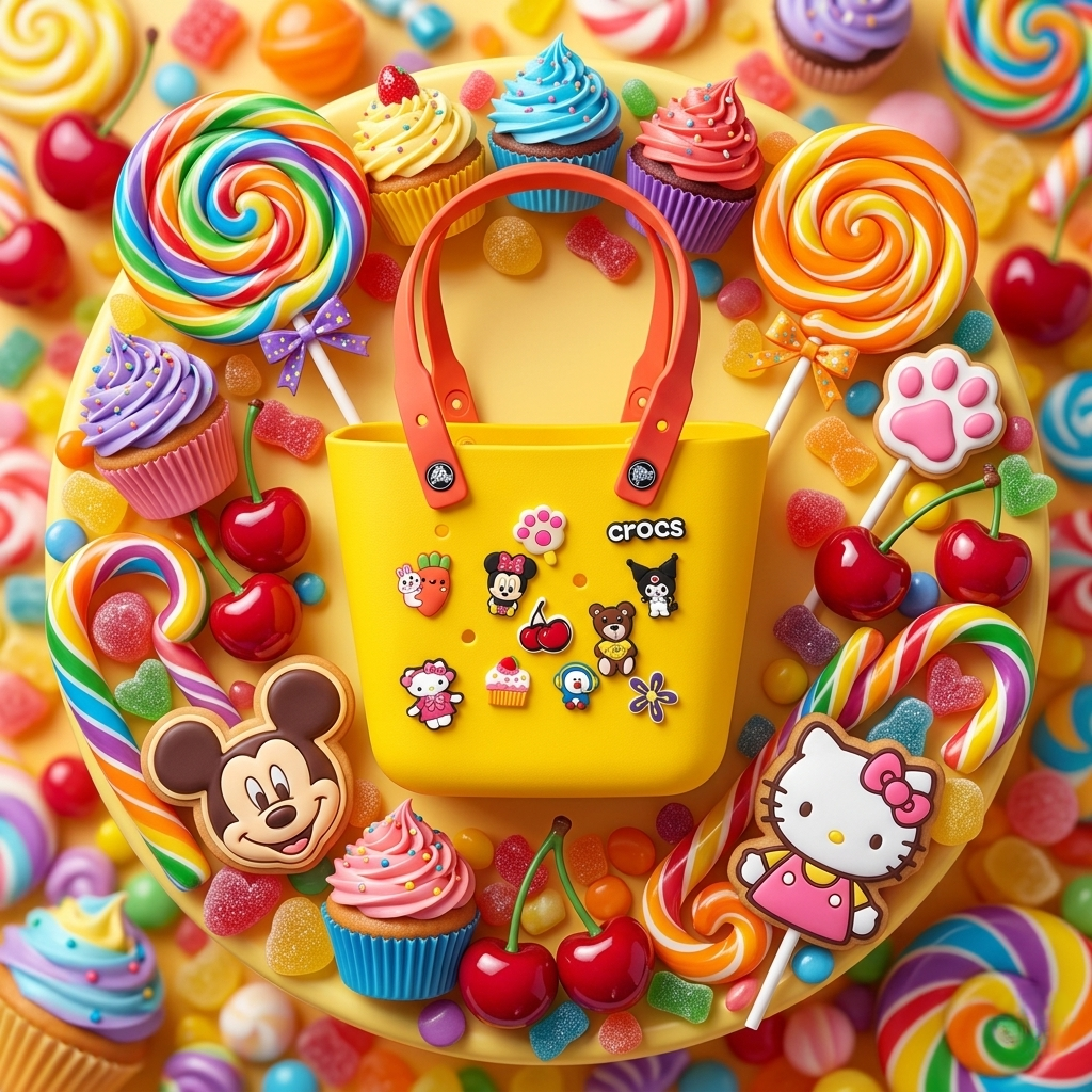 Kids Charm Tote Bag – Cute Cartoon Crocs Style Carry Bag
