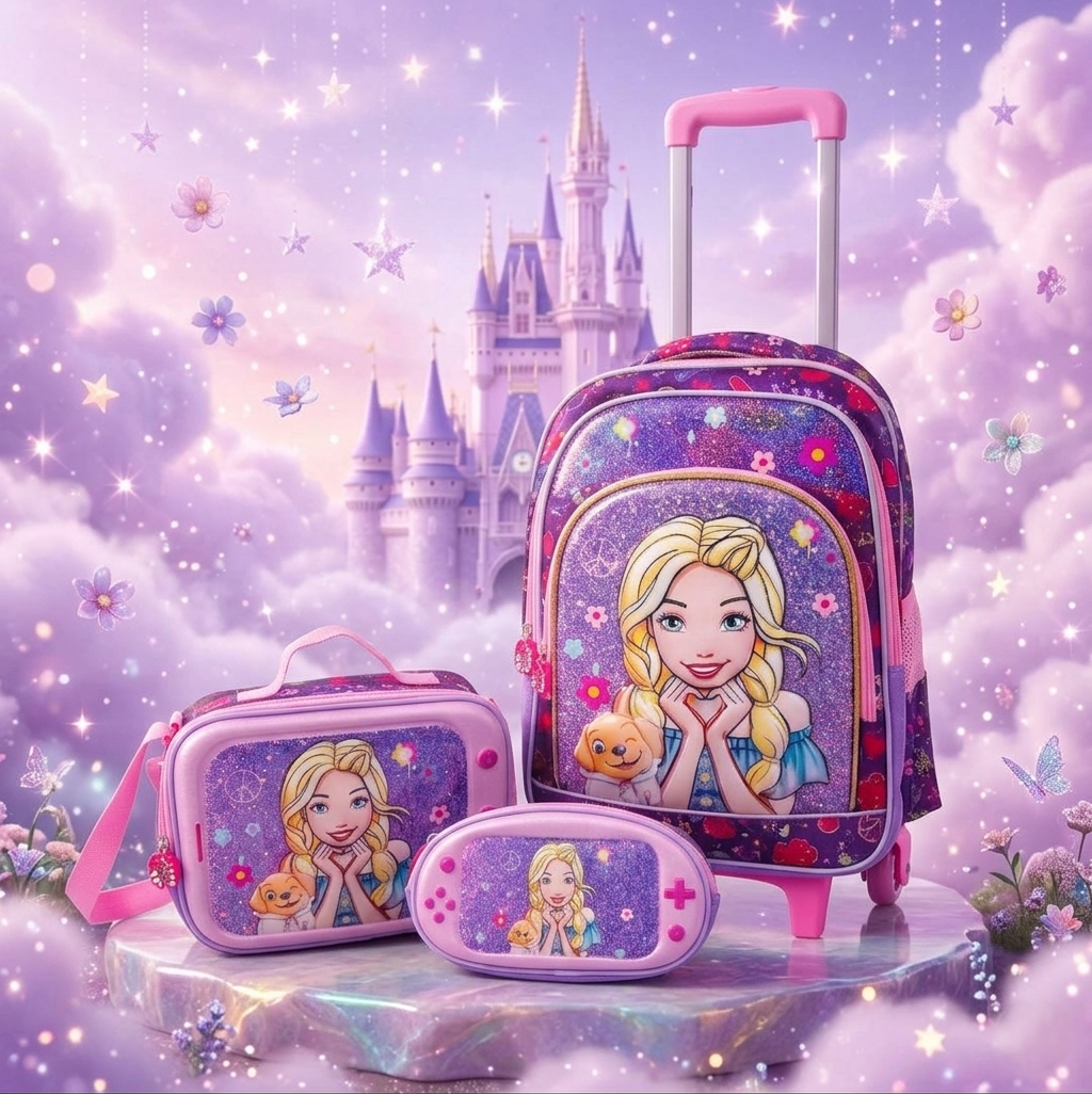 Kids Premium Trolley Backpack Set – Fun Character School Travel Collection
