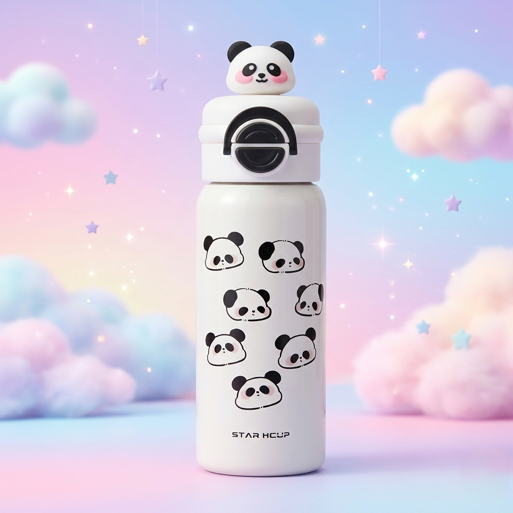 Cute Panda Kids Water Bottle – Leakproof & Fun Design