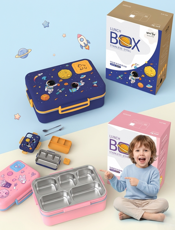 Kids Space-Themed Bento Lunch Box with Compartments