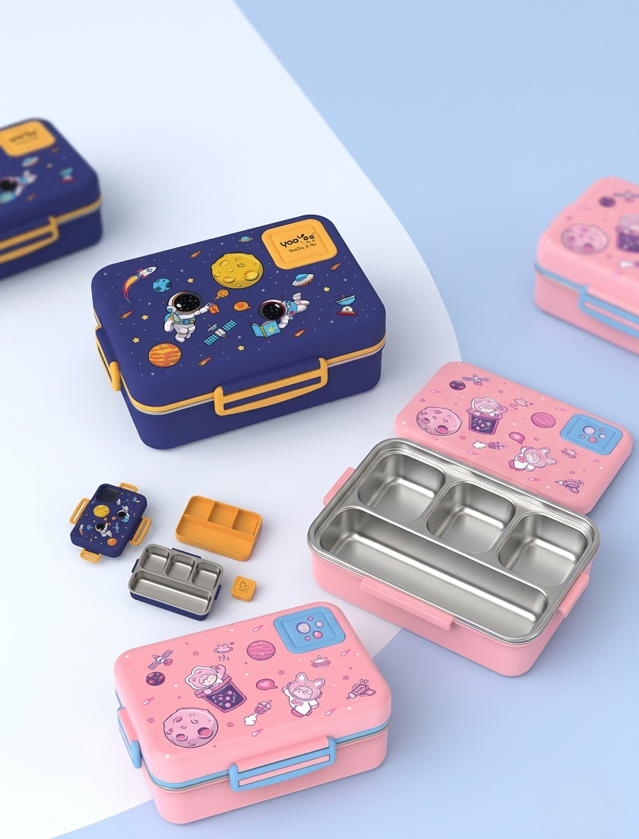 Kids Space-Themed Bento Lunch Box with Compartments