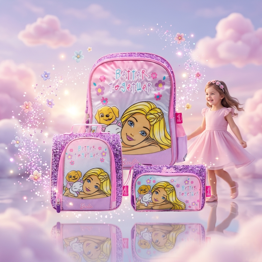 Barbie “Better Together” 3-Piece School Set (Backpack + Lunch Bag + Pencil Case)