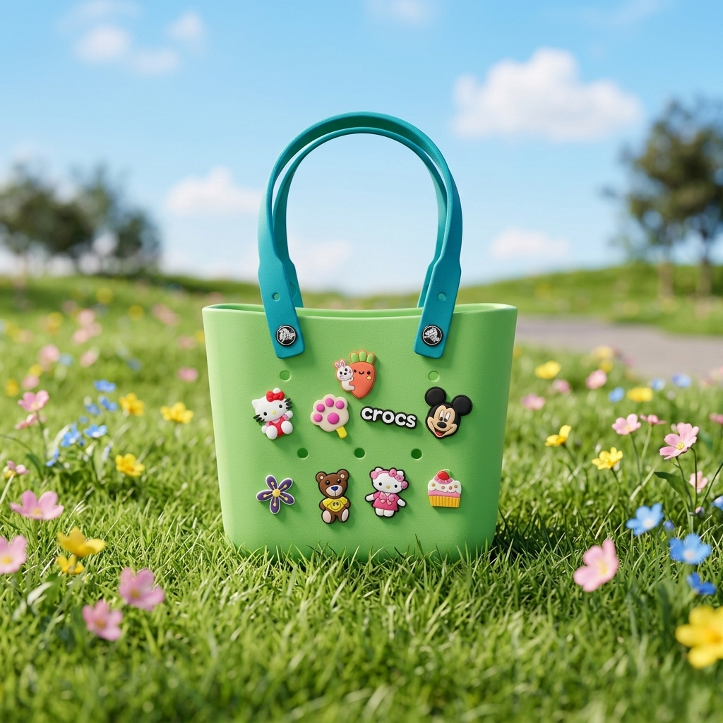 Kids Charm Tote Bag – Cute Cartoon Crocs Style Carry Bag