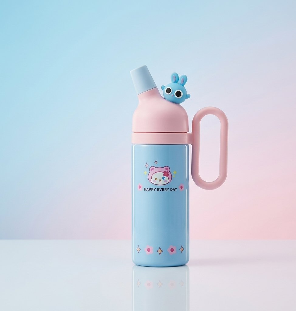 Stainless Steel Insulated Cartoon Sipper Bottle – Red rabbit