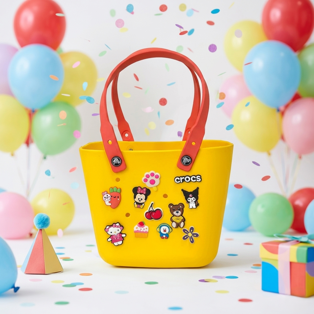 Kids Charm Tote Bag – Cute Cartoon Crocs Style Carry Bag