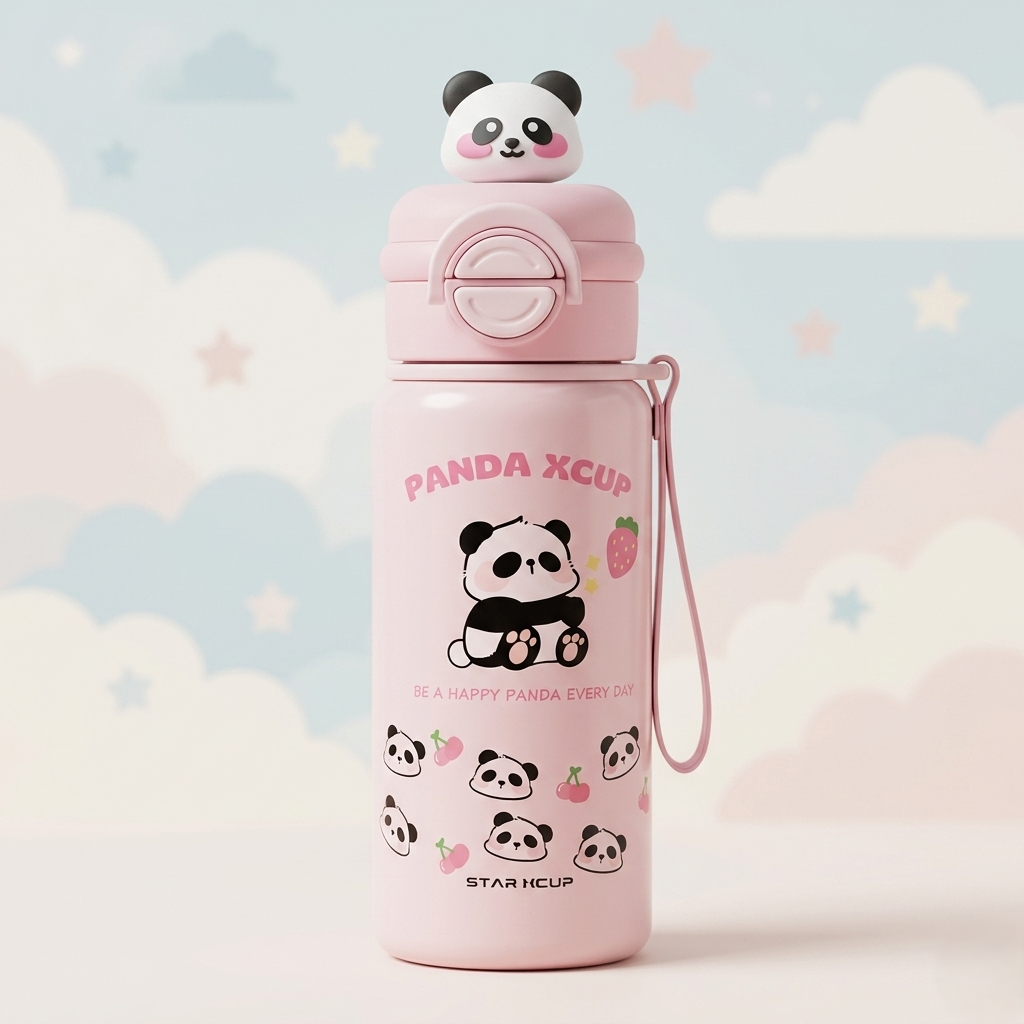 Cute Panda Kids Water Bottle – Leakproof & Fun Design