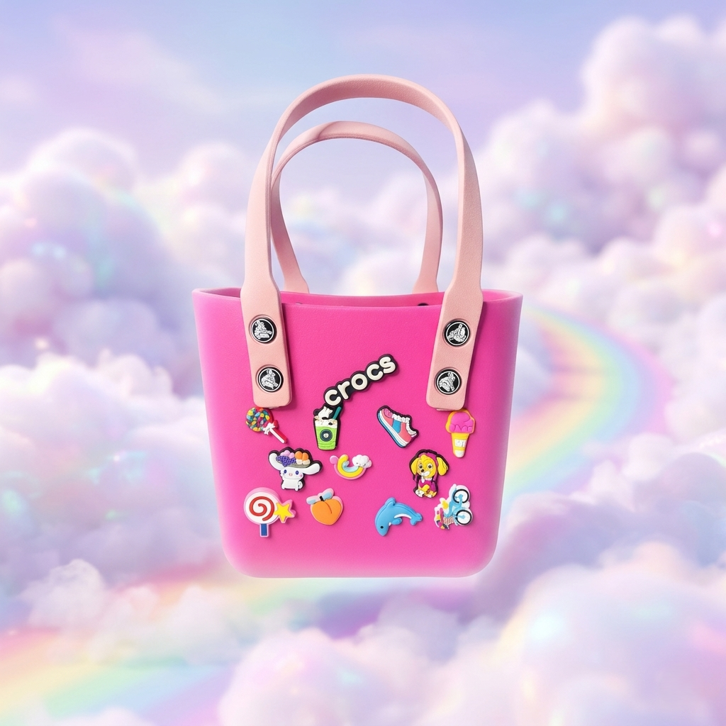Kids Charm Tote Bag – Cute Cartoon Crocs Style Carry Bag