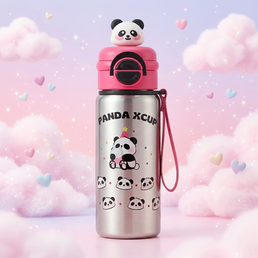 Cute Panda Kids Water Bottle – Leakproof & Fun Design