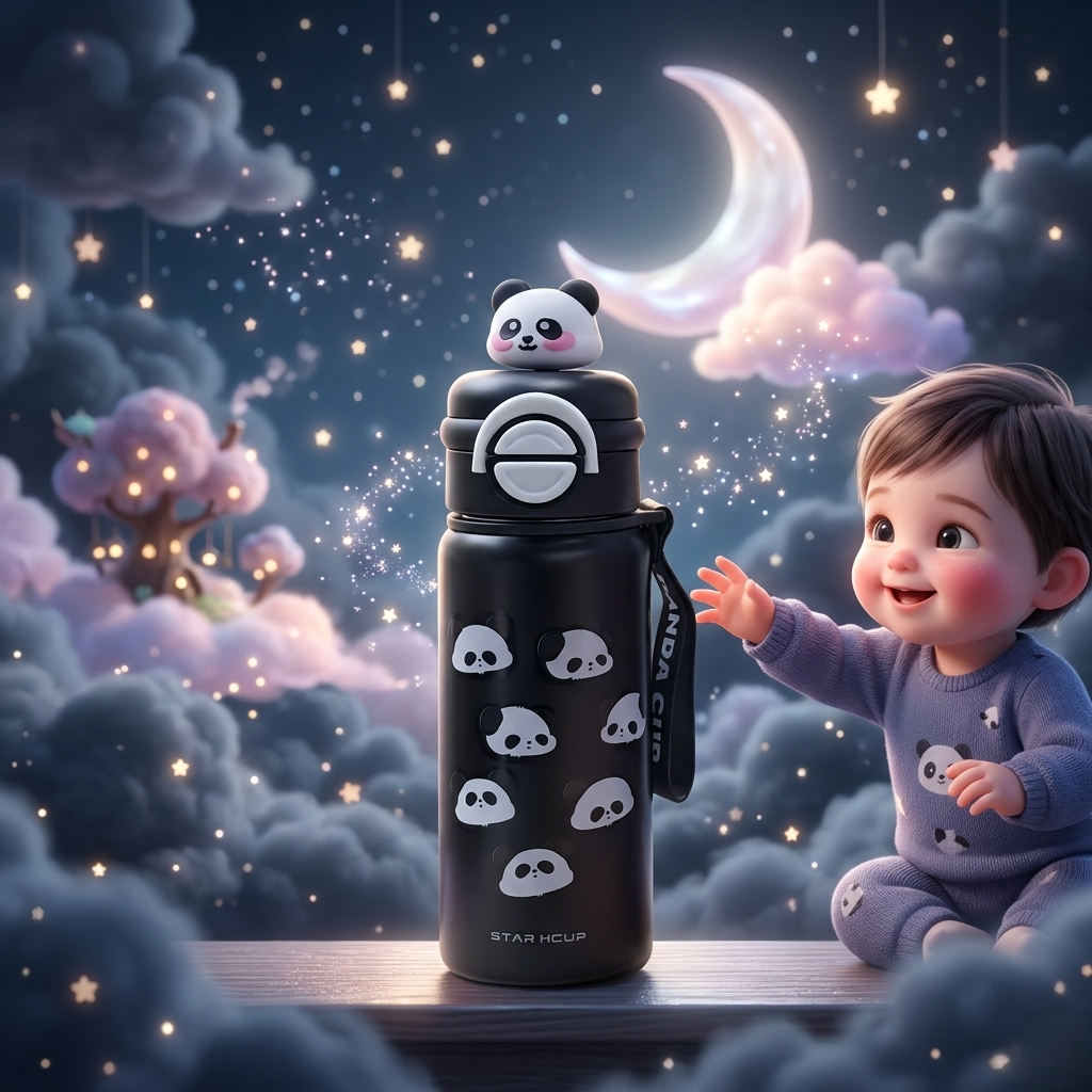 Cute Panda Kids Water Bottle – Leakproof & Fun Design
