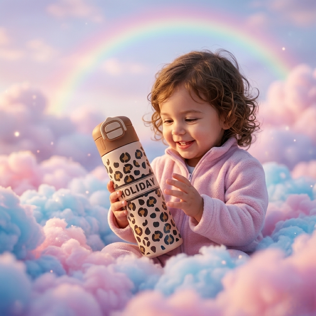 Kids Holiday Style Water Bottle – Leakproof, Safe & Easy to Carry