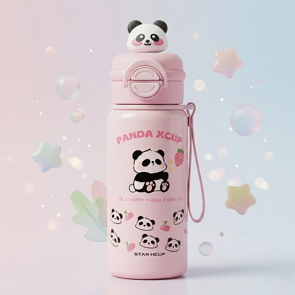 Cute Panda Kids Water Bottle – Leakproof & Fun Design