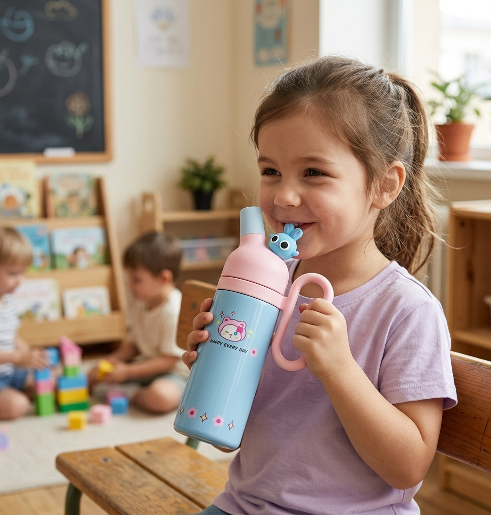 Stainless Steel Insulated Cartoon Sipper Bottle